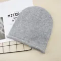 Solid grey knit beanie casual warm winter pullover hat for daily wear and outdoor fashion - Light Gray
