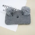 Grey Koala Embroidery Pom Pom Coral Fleece Headband Cute Animal Face Washing Hair Band Daily - Gray Koala