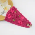 Fascia Lavorata A Maglia Fiore Rosa Lana Accessorio Capelli Uncinetto Nastro Cerchietto - rosa pesca