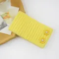 Yellow knitted headband with pearl buttons, ribbed winter ear warmer hair band for daily wear. - Bright yellow