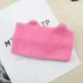 Fascia per capelli in maglia con orecchie di gatto rosa, morbida calda fascia larga per donna. - Rosa Pesca