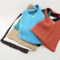 Einfarbige gestrickte Wolle Handtasche süße Bonbonfarbe lässig Herbst Winter Umhängetasche - Mehrfarbig