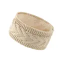Beige fleece-lined cable knit headband for women, warm winter knitted hair band accessory - Beige