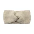 Plush fuzzy twisted headband solid color knitted warm wide hair hoop for daily wear - Beige