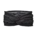 Dark grey knitted fleece-lined headband winter warm twist hair band cozy ear warmer - Dark Gray