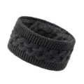 Dark grey fleece lined cable knit winter headband warm sports hair band accessory for women - Dark Gray