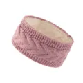 Pink Cable Knit Fleece Lined Headband Winter Warm Ear Warmer Hair Accessory Style - Deep Pink