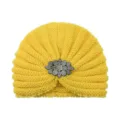 Bonnet turban en tricot strass jaune, bonnet d'hiver chaud pour femmes et tous les jours. - Taille unique / Jaune