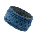 Blue cable knit fleece lined headband winter warm ear warmer hair accessory for women - Fog Blue