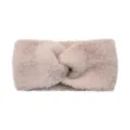Soft plush twisted headband for women, solid color cozy knit hair band for daily wear. - Pink