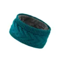 Turquoise knitted fleece-lined headband, winter warm ear warmer, thick wool hair accessory. - Har Cyan