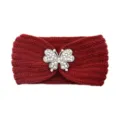 Glitzernde Strass Schmetterling Strick Stirnband, warme Winter Wolle Haarschmuck für Frauen. - Zinnoberrot