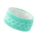 Mint green cable knit fleece-lined headband warm winter sports face washing hair accessory - Mint Green
