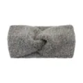 Grey plush twist headband, knitted cozy wide hair band for daily face washing and ear warmers. - Gray
