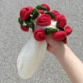 Coperta bouquet di rose all'uncinetto, morbida coperta in lana lavorata a maglia - Piccolo Diametro Circa 60cm (21 Fiori)