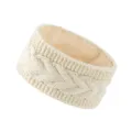 Beige Knit Headband Fleece Lined Winter Ear Warmer Soft Hair Band for Women Daily - Cream