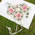 Bandana floral de ganchillo pañuelo de punto para el pelo margarita bohemia detalle. - Pañuelo Triangular Ganchillo Floral Pastoral / Flor Rosa Verde