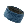 Blue cable knit fleece lined headband winter warm ear warmer sports hair band soft stretch - Fog Blue