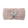 Rosa gestricktes Stirnband mit Strass Schmetterling Kristall für Sport und warme Haare Accessoire. - Garnelenrosa