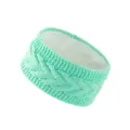Mint Green Plush-Lined Cable Knit Headband Winter Warm Ear Warmer Hair Band Accessory - Mint Green