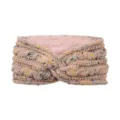 Knitted fleece lined winter thick warm ear warmer twist headband for women hair accessories - Pink Speckled