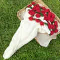 Coperta bouquet di rose all'uncinetto bianca coperta plaid floreale a maglia decorazione - Grande Diametro Circa 110cm (52 Fiori)
