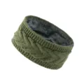 Green Knitted Fleece Lined Headband Warm Winter Ear Warmer Sports Hair Band Head Wrap - Pickle Green