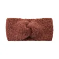 Brown plush twisted headband, fuzzy knit wide hair band for washing face, winter warm head wrap. - Brick Red