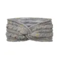 Gray knit fleece headband with colorful flecks, winter thick thermal ear warmer sports hair band. - Light Gray Speckled