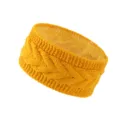 Yellow cable knit headband with warm plush lining, cozy winter ear warmer and sports hair accessory. - Turmeric