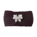 Braunes Strickstirnband mit Strass Schmetterling Glanz Kristall Haarschmuck fur Damen Alltag - Kaffeebraun