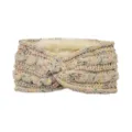 Knitted Fleece Headband Winter Warm Hair Band Colorful Fleck Twist Ear Warmer Oatmeal - Beige Speckled