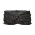 Knitted fleece-lined twist headband for women, thick winter warm ear warmer head wrap. - Dark Gray Speckled