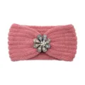 Pink knitted headband with dazzling rhinestone flower accessory, winter warm hair band. - Dusty Pink
