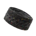 Dark grey speckled knit headband with cozy fleece lining for winter outdoor sports. - Dark Gray with Colorful Thread