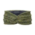 Olive Green Fleece Lined Knit Twist Headband Warm Winter Ear Warmer for Women Style - Green Speckled