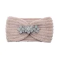 Pink knitted rhinestone headband for women winter warm hair band elegant casual hair accessories - Shrimp Pink
