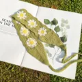 Green crochet daisy hair band, handmade floral knitted headband, pastoral style hair accessory - Green