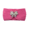 Rosa gestricktes Strass Schmetterling Stirnband, modisches warmes Haaraccessoire fur Sport. - Pfirsichrosa