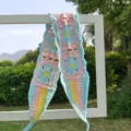 Handgemachte Häkel Blumen Stirnband Pastell Farbe Quadrat Design süße Haaraccessoires - Hellblau