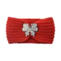 Rotes gestricktes Strass Schmetterling Stirnband warmer Winter Haarreif Mode stilvoll - Hellrot