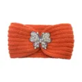 Oranger Strick-Haarreif mit glitzerndem Strass-Schmetterling, stilvolles Haaraccessoire. - Orange