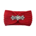 Red rhinestone knitted headband for women, winter warm hair accessory and chic hair hoop. - Red