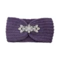 Purple knitted rhinestone headband, cozy winter warm hair accessory for women and girls. - Morning Glory Purple