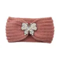 Gestreicktes Stirnband mit glitzerndem Strass-Schmetterling, warmes und stylisches Haaraccessoire. - Koreanisches Rosa