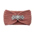 Chic rhinestone knit headband for women, cozy winter warm hair band and stylish ear warmer. - Korean Pink
