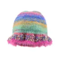 Cappello a secchiello in maglia sfumata colorata donna, berretto peluche a righe inverno. - Stile 1