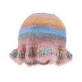 Cappello da pescatore a secchiello in maglia a righe sfumate colorate da donna, caldo peluche. - modello 3