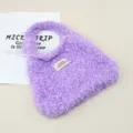 Borsa a mano in peluche lavorata a maglia viola autunno inverno soffice borsa secchiello - Viola