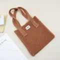 Gestrickte Damentasche Freizeittasche Braune Vertikale Streifen Handtasche Kapazität - Bronze